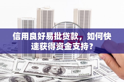 和平信用良好易批贷款，如何快速获得资金支持？