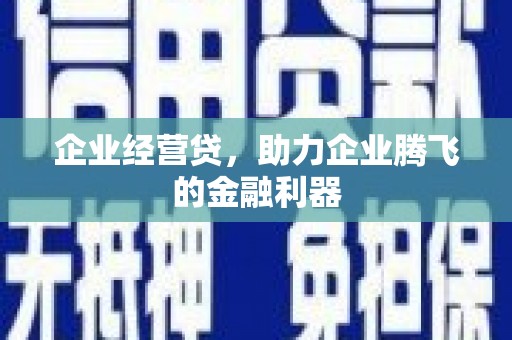 和平企业经营贷，助力企业腾飞的金融利器