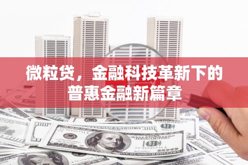和平微粒贷，金融科技革新下的普惠金融新篇章